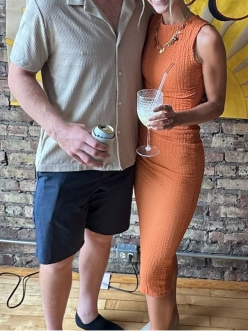 Orange Sleeveless Textured Midi Dress